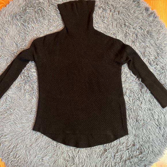 Eileen Fisher Black Cowl Turtleneck 100% Cashmere Oversized Sweater - Picture 1 of 5